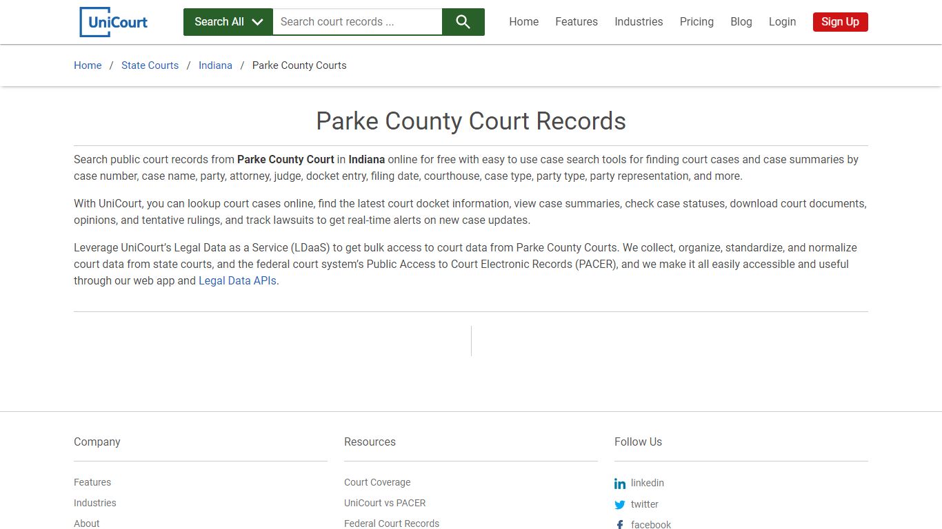 Parke County Court Records | Indiana | UniCourt