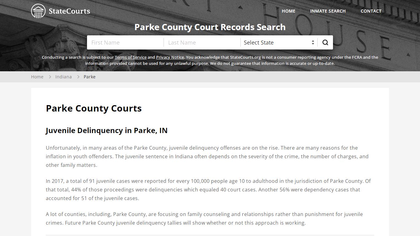 Parke County, IN Courts - Records & Cases - StateCourts