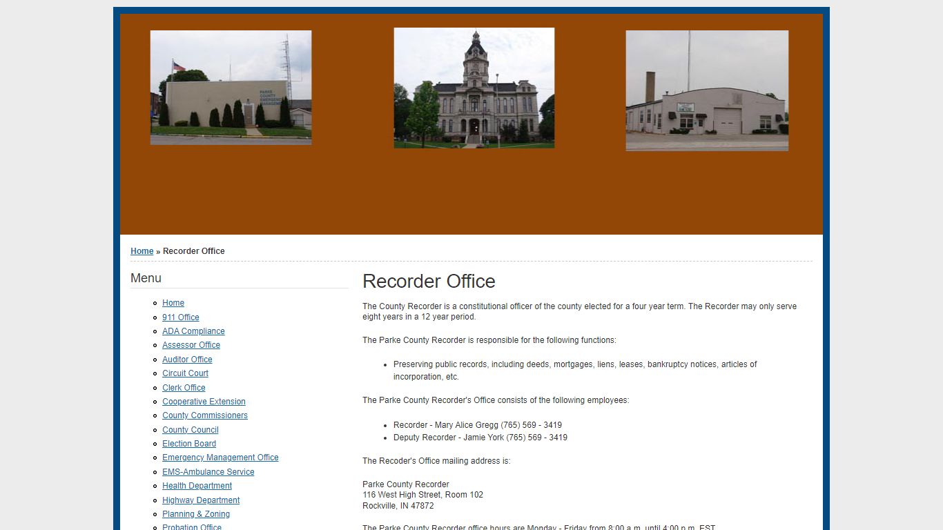 Recorder Office | www.parkecounty-in.gov